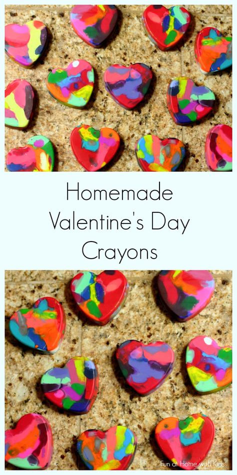 Making Valentine Heart Crayons from Fun at Home with Kids Diy Gifts For Parents, Gifts For Parents From Kids, Heart Crayons, Heart Shaped Crayons, Diy Crayons, Crayon Heart, Home With Kids, Gifts For Parents, Preschool Valentines