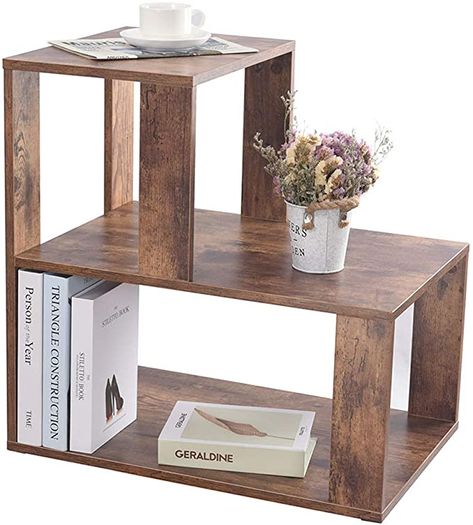 Ladder Nightstand, Living Room Ladder, Mid Century Modern Outdoor Furniture, Large End Table, Large Nightstands, Large Nightstand, Shelf For Living Room, Rustic End Tables, Metal Accent Table