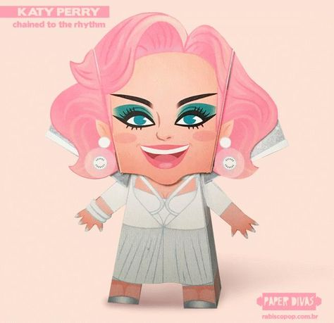 Here is Katy Perry,  as she appears on Chained To The Rhythm video clip . This cool paper toy of Katy was created by Brazilian designer Vi... Katy Perry Sketch, Katy Perry Cd, Katy Perry American Idol, Unconditionally Katy Perry, Paper Divas, Tgif Katy Perry, Video Clips, Video Clip, Pop Singers