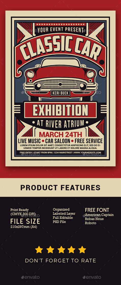 Classic Car Exhibition Car Event Poster, Car Show Poster, Classic Car Poster, Car Exhibition, Background Car, Vintage Mechanics, Book Logo, Classic Car Show, Event Logo