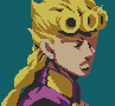 Alpha pattern #104823 | BraceletBook Jojo Pixel Art Grid, Jojo Alpha Pattern, Anime Alpha Pattern, Alpha Patterns Anime, Dio Jojo, Modele Pixel Art, Pearl Beads Pattern, Cool Pixel Art, Pixel Art Grid