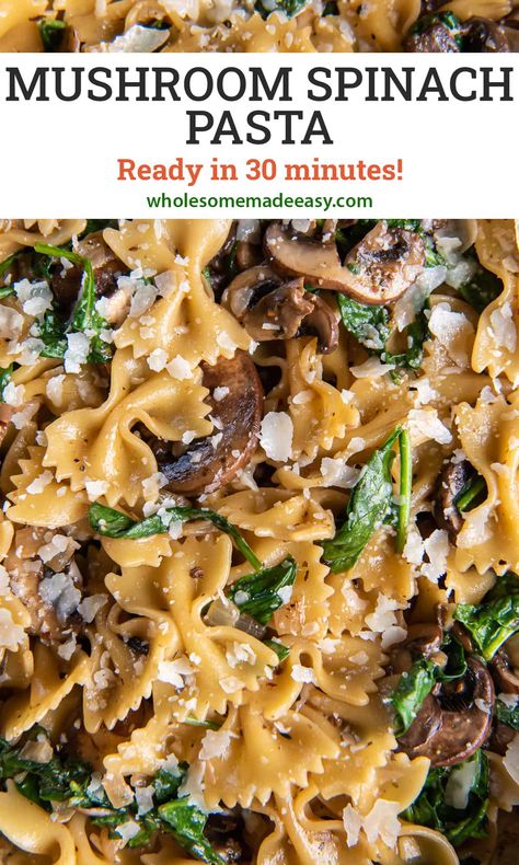 Mushroom And Spinach Pasta, Mushroom Spinach Pasta, Spinach Mushroom Pasta, Meatless Pasta, Mushroom Spinach, Spicy Pasta, Creamy Parmesan Sauce, Parmesan Sauce, Creamy Parmesan