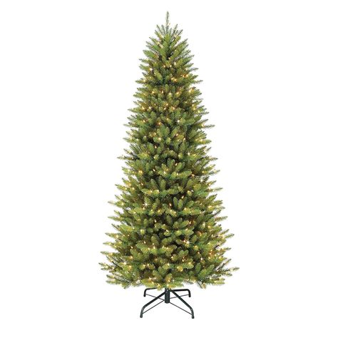 Pre-Lit Slim Franklin Fir Tree | Brooke & Lou Christmas Tree Clear Lights, Slim Artificial Christmas Trees, Fraser Fir, Fir Christmas Tree, Christmas Greenery, Fir Tree, Artificial Tree, Tree Shapes, Christmas Tree Lighting