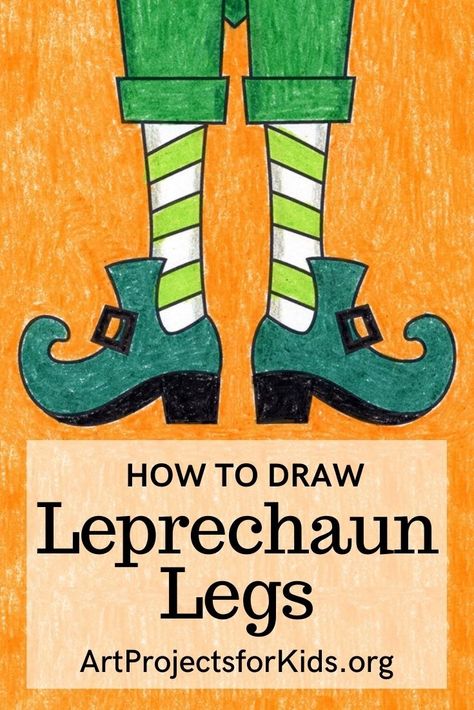 Learn how to draw Leprechaun Legs with an easy step-by-step PDF tutorial. #howtodraw #tutorial #drawing #drawingtutorial #arttutorial #artprojectsforkids #howtodrawforkids #leprechaun #stpatricksday Saint Patricks Day Art, Shoe Template, Leg Art, Black And White Art Drawing, Drawing Projects, Drawing Practice, Tutorial Video, Drawing Videos, Art Classroom