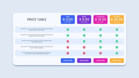 Pricing Table Design, Proposal Design, Pricing Table, Business Design, Table Design, Premium Vector, Graphic Resources, Web Design, Design