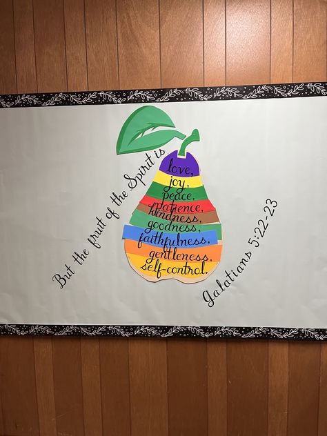 Fruit Of The Spirit Bulletin Board Ideas, Fruits Of The Spirit, Bulletin Board Ideas, Churches Of Christ, Fruit Of The Spirit, Bible School, Self Control, Board Ideas, Bulletin Boards