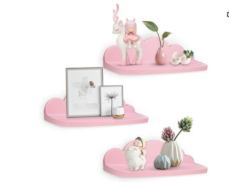 Veluckin Small Floating Shelves Mini Cloud Shelves Hanging Display Wall Shelf for Bathroom Livingroom Bedroom,3 Pack,with 2 Types of Installation,Pink Small Floating Shelves, Cloud Shelves, Cloud Shelf, Pink Shelves, Tape Installation, Shelf For Bathroom, Bathtub Tray, Hanging Display, Display Wall