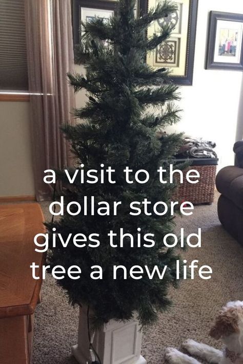 Give your old outdoor Christmas tree an easy and cheap update with dollar store decorations on a Budget. Dollar store Christmas tree decorations on a budget. #hometalk Dollar Store Christmas Tree, Dollar Store Decorations, Store Christmas Tree, Christmas Tree Outside, Faux Christmas Tree, Cheap Christmas Trees, Decorations On A Budget, Block Pumpkins, Faux Christmas Trees