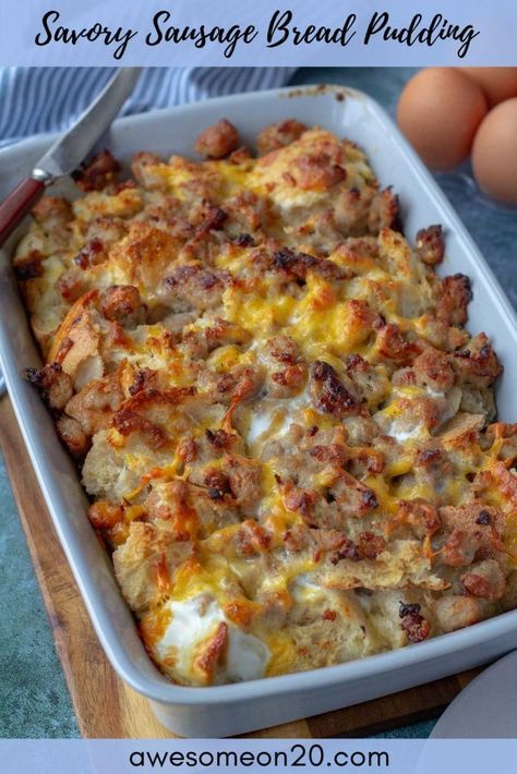 Breakfast Bread Pudding Savory, Stale Rolls Recipe, Leftover Loaf Bread Recipes, Savory Bread Pudding Breakfast, Leftover Roll Recipes, What To Do With Stale Sourdough Bread, What To Do With Leftover Sourdough Bread, Uses For Stale Bread, Sausage And Cheese Bread