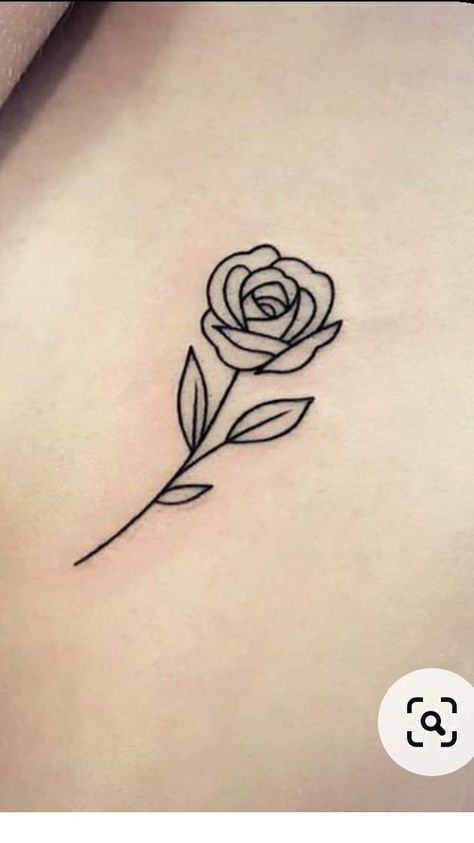 Rose Tattoo Simple Outline, Simple Rose Bud Tattoo, Rose Tattoo Ribcage, Mini Tattoos Rose, Minimal Rose Tattoo, Tattoo Ribcage, Rose Bud Tattoo, Flower Vine Tattoos, Yellow Rose Tattoos