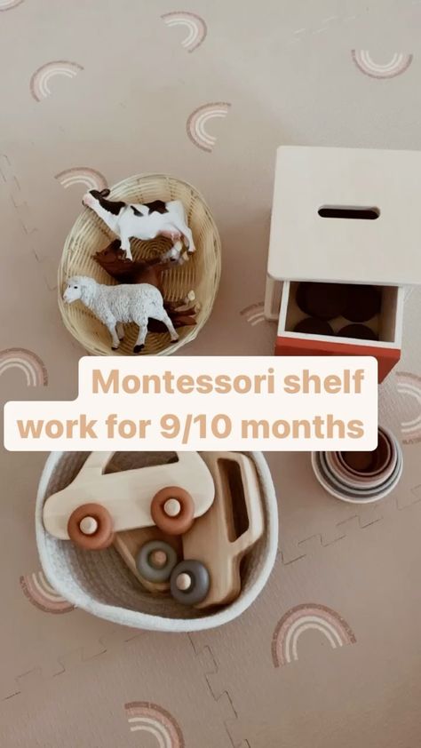 Waldorf Toy Shelf, 10 Month Montessori Activities, Montessori 10 Month Old, Montessori 9 Month Old, Montessori 6 Month Old, Montessori Shelf Ideas, Montessori Shelf Work, Montessori Shelf, Montessori Toys Baby