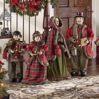 I want these carolers so bad! I have no place to put them! *sobbing* Christmas Carolers Decorations, Garland Wreaths, Pre Lit Garland, Christmas Carolers, Country Door, Christmas Décor, Christmas D, Light Garland, Christmas Figurines