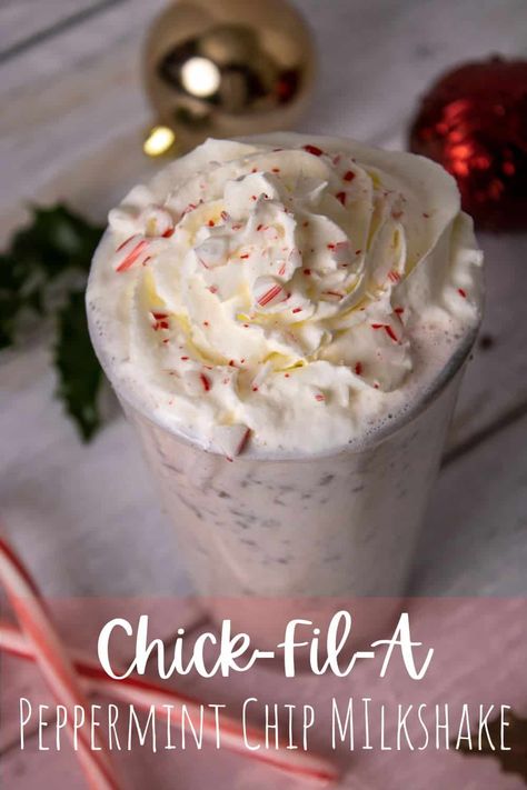 Chick Fil-a Peppermint Chip Milkshake Chick Fil A Peppermint Milkshake, Peppermint Milkshake Recipe, Oreo Brownie Trifle, Peppermint Milkshake, Chocolate Covered Pecans, Homemade Peppermint Bark, Breakfast Casserole With Biscuits, Chocolate Rice Krispie Treats, Peppermint Brownies