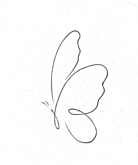 Outlines Of Butterflies, April Tattoos, One Line Butterfly, Back Of Neck Tattoo Men, Butterfly Line Drawing, Drawing Butterfly, Butterfly Outline, Easy Bird, Art Plants