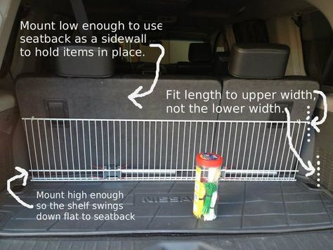 Trim shelf and legs to fit your trunk Trunk Shelf, Suv Trunk Organization, Layering Carpet, Car Organization Diy, Car For Teens, Car Salesman, Road Trip Car, Car Trunk Organization, Trunk Organization