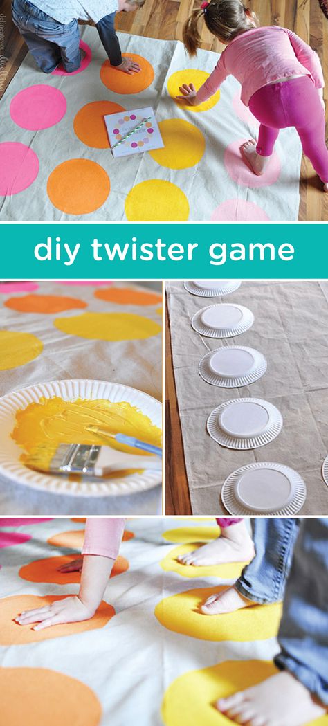 Using non-toxic paint and a canvas drop-cloth, you can create the setting for a fun, family game night. Perfect for a rainy day spent inside, this DIY twister game can engage all your kids with different shapes, colors and textures! Diy Twister Game, Twister Mat, Craft Activities For Toddlers, Twister Game, Game Night Gift, Canvas Drop Cloths, Birthday Party Games For Kids, Raffle Baskets, Diy Kids Toys