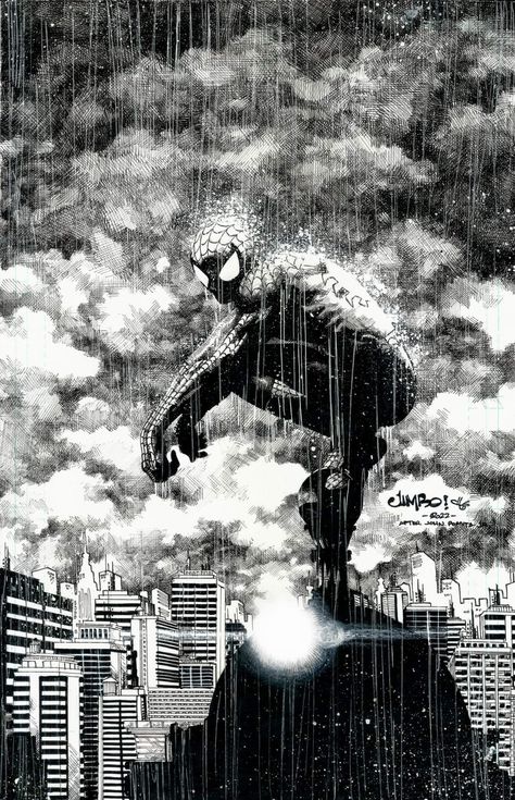 Spiderman Art Sketch, Black And White Comics, Black Spiderman, Spiderman Artwork, Comic Book Artwork, Spiderman Pictures, Graffiti Style Art, Tinta China, Spiderman Comic