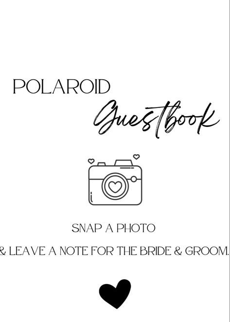 Cute polaroid guestbook sign for wedding sign in table Polaroid Guest Book Sign Printable Free, Polaroid Frame Template, Wedding Sign In Table, Cute Polaroid, Polaroid Guest Book Sign, Sign In Table, Printable Signs Free, Polaroid Snap, Polaroid Guest Book