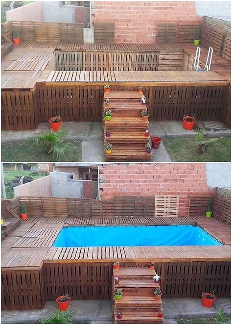 Pallet Swimming Pool, Piscina Pallet, Pallet Pool, Wood Pallet Recycling, Building A Swimming Pool, Diy Swimming Pool, Diy Pool, Pool Decor, Backyard Pool Designs