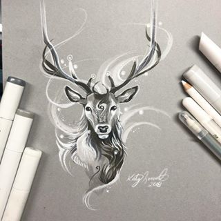 Spirit StagA toned sketch for tonight while I work on a few other projects! I’m gearing up for Fan Expo Canada! 🇨🇦 #stag #spirit #cardstock #fantasy #copicmarker #copic #prismacolor #deer Deer Sketch, Copic Marker Art, Spirit Animal Art, Copic Marker, Art Diary, Goddess Art, Symbolic Tattoos, Hand Painting, Marker Art