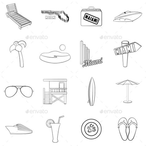 Miami Icon Set Outline Sketch Icon, Typography Lettering, Birthday Cards Diy, Typography Letters, Design Typography, Graphic Design Typography, Icon Set, Typography Design, Wrapping Paper