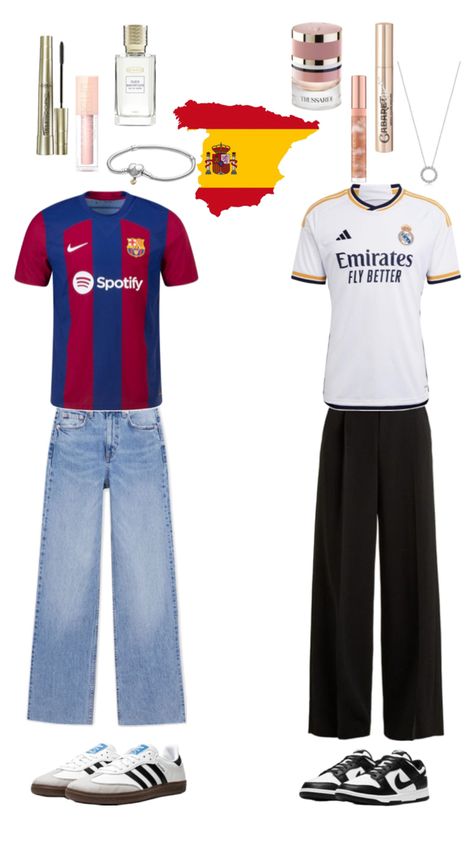 Barcelona T Shirt, Barcelona Shirt, Matching Outfits Best Friend, Soccer Outfits, Jersey Outfit, Matching Couple Outfits, Football Outfits, Soccer Shirts, Cute Everyday Outfits