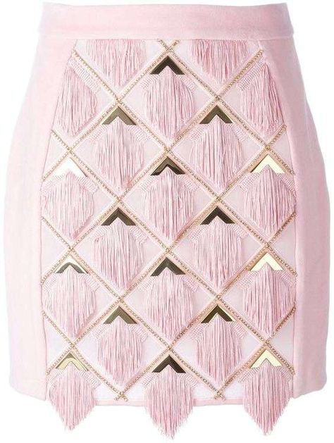 Short Pink Skirt, Melanie Martinez Style, Balmain Skirt, Tassel Skirt, 일본 패션, Panel Skirt, Pink Mini Skirt, Kardashian Kollection, Couture Embroidery