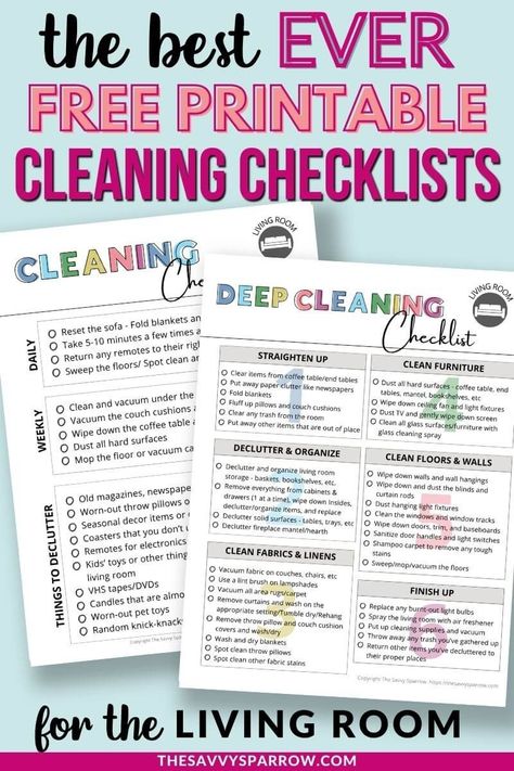 Deep Clean List For Housekeeper, Regular Cleaning Checklist, List For Cleaning House, Cleaning List Printable Free, Detailed Weekly Cleaning List, Daily Cleaning Chart For Adults, Checklist Cleaning House, Deep Cleaning List By Room, Decluttering Checklist Printables