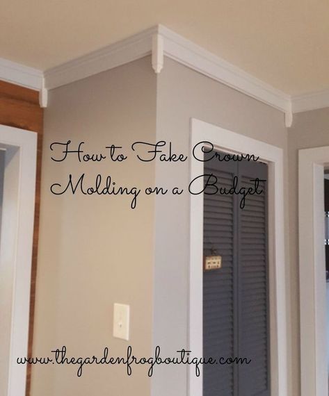 How to Fake Crown Molding on a Budget | Hometalk Cheap Crown Molding, Faux Crown Moldings, Diy Crown Molding, Ikea Craft Room, Budget Remodel, Crown Moldings, Budget Bathroom Remodel, Diy Crown, Home Remodeling Diy