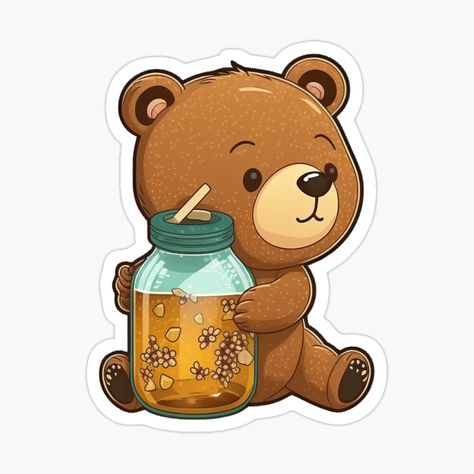 Get my art printed on awesome products. Support me at Redbubble #RBandME: https://www.redbubble.com/i/sticker/adorable-teddy-bear-with-honey-by-Momartsimo/139180612.JCQM3?asc=u Honey Design, Notebook Printing, Decorate Notebook, Coloring Stickers, Bear Print, Printable Stickers, Eye Catching Colors, Top Artists, Sticker Design