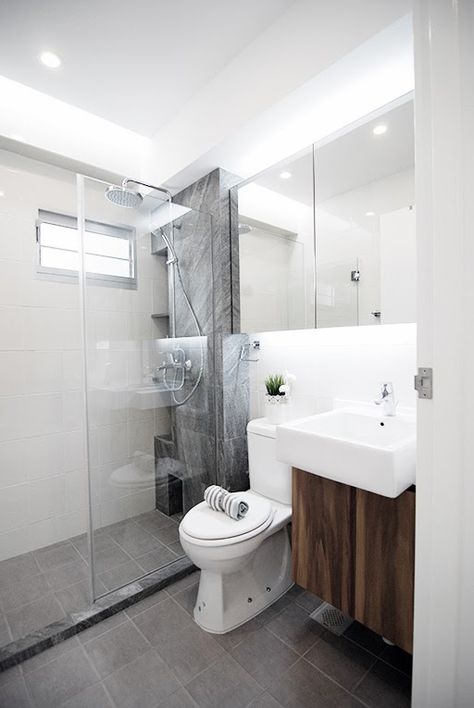 butterpaperstudio: Reno@Yishun - Final Photos (4 room BTO HDB flat) Toilet Room, Toilet Design, Apartment Bathroom, Small Bathroom Design, Bathroom Toilets, Bathroom Wall Decor, Bathroom Renovations, Apartment Therapy, Bathroom Renovation