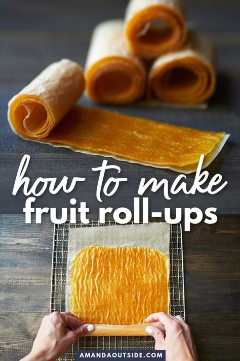 How to make dehydrated fruit roll ups with only 3 ingredients! This is one of the easiest dehydrator recipes you can make. Homemade fruit rolls ups make a great hiking snack or quick snack for busy days at home. This fruit leather recipe uses canned… Dehydrator Recipes Fruit Roll Ups, How To Dehydrate Pears, What Foods Can You Dehydrate, How To Make Fruit Leather In Dehydrator, Dehydrating Pears In Dehydrator, Dehydrated Pears In Dehydrator, Peach Fruit Leather Recipe, Canned Fruit Recipes, Dehydrated Food Recipes