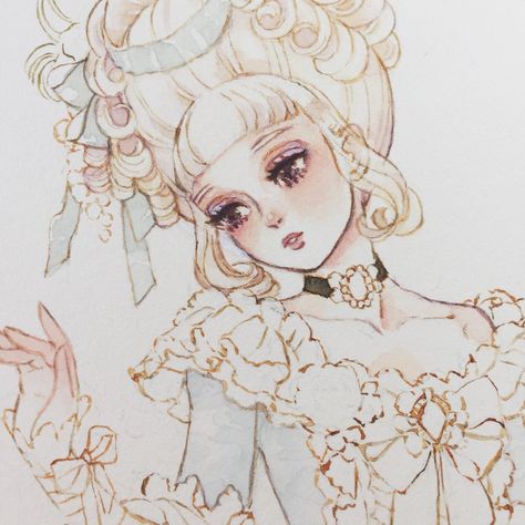 Marie Antoinette, Big Eyes, Rococo, Hair, White, Art