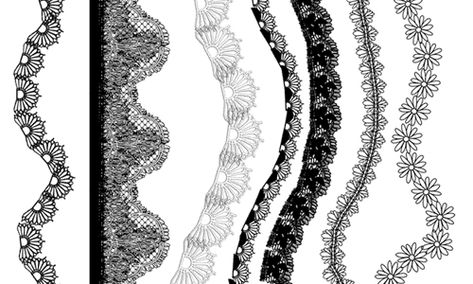 A Collection of Lace Brushes for Free Procreate Lace Brushes Free, Procreate Fashion Brushes Free, Lace Brush Procreate, Free Brushes For Photoshop, Firealpaca Brushes, Adobe Illustrator Brushes, Fashion Sketch Template, Brushes For Photoshop, Lace Drawing