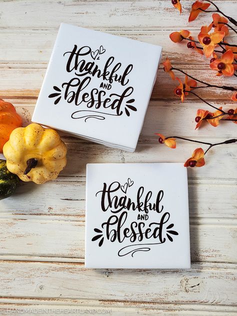 Thanksgiving Crafts For Adults, Ceramic Tile Crafts, Diy Coasters Tile, Thanksgiving Crafts Diy, Easy Fall Crafts, Senior Activities, Ceramic Tile Coaster, Crafts For Adults, How To Make Coasters