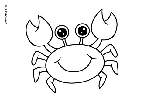 Crab Outline Drawing, Crab Coloring Page Free Printable, Sea Crab Drawing, Crab Crafts For Kids, Crab Outline, Crab Coloring Page, Ocean Kids Crafts, Crab Cartoon, Color Pages