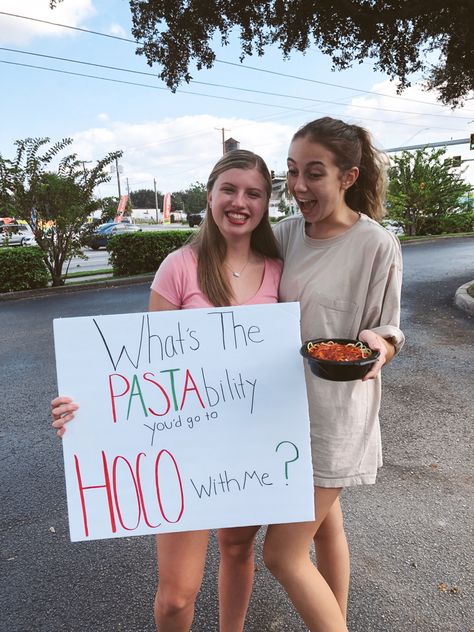 Pasta Hoco Proposal, Aesthetic Hoco Proposal, Friends Hoco Poster, Ways To Ask Your Best Friend To Hoco, Cute Hoco Asks, Hoco Asks Proposals Friends, Cute Ways To Ask Someone To Homecoming, Asking Friends To Hoco, Hoco Sign Ideas Funny