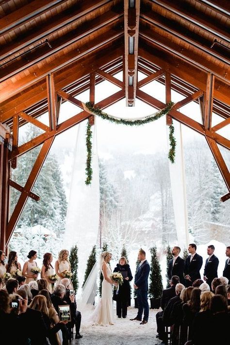 Winter wedding ceremony decor / http://www.himisspuff.com/winter-wedding-ideas/3/ Snow Wedding Photos, Outdoor Winter Wedding, Winter Wedding Venues, Winter Wedding Photos, Snow Wedding, Winter Wedding Decorations, Winter Wedding Ideas, Winter Wedding Inspiration, Winter Wonderland Wedding