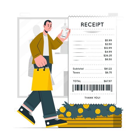 Free Vector | Receipt concept illustration Invoice Design Template, Create A Story, Invoice Design, Hand Drawn Wedding, Receipt Template, Concept Illustration, Company Branding, Design Minimal, Cool Suits