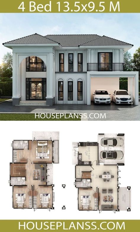 House Plans Design, 2 Storey House Design, Basement House Plans, Two Story House, Porch House Plans, 4 Bedroom House Plans, House Plan Gallery, Sims House Plans, Model House Plan