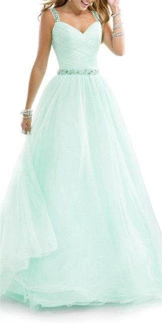 Mint Quinceanera Dresses, Mint Green Prom Dress, Dress Quinceanera, Prom Dresses Long Pink, Quinceanera Dresses Pink, Quinceanera Dresses Blue, Green Prom, Spaghetti Strap Prom Dress, Dress Mint