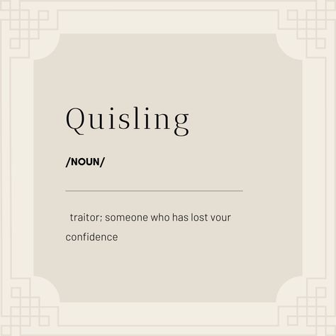 Word of the day is Quisling. It is a noun. It means someone who has lost your trust; traitor. Follow @abitranofficial for more! Everyday Vocabulary Words, Vocab Words Aesthetic Notes, Vocabulary Words Aesthetic, Words To Expand Your Vocabulary, Word Astethic, Vocabulary Aesthetic, Aesthetic Vocabulary, Word Of The Day Vocabulary, Vocabulary For Kids