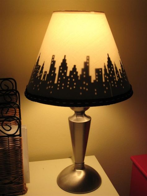 city skyline lampshade 600x800 Custom Lampshades: How to design an exclusive lampshade Batman Room, Lampe Art Deco, Diy Lampe, Superhero Room, Diy Lamp Shade, Room Lighting, Unique Lamps, Diy Lamp, Bedroom Designs