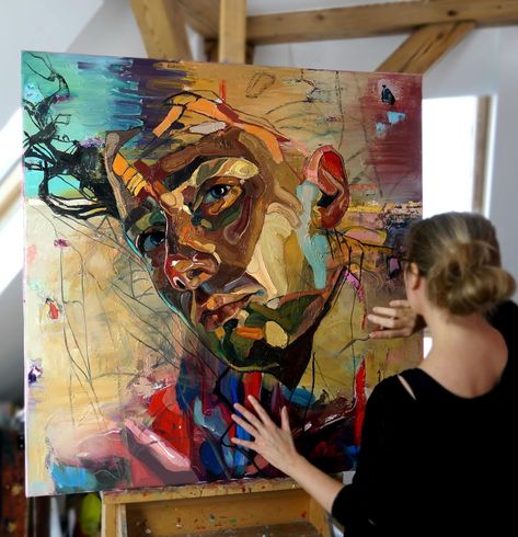 STUDIO Expressive Painting Ideas, Paintings With Emotion, Human Experience Art, Anna Bocek, Boy Painting, Abstract Figure Art, I Am A Woman, Acrylic Portrait, Figurative Kunst