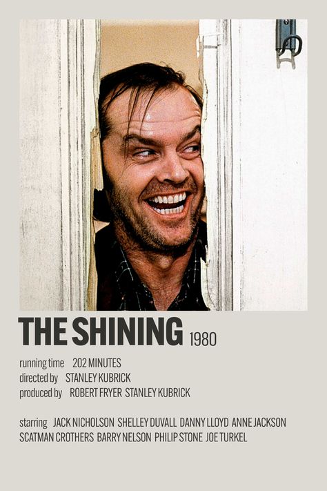 November Movies, The Shining Film, Alternative Minimalist Poster, Jack Nicholson The Shining, Movie Polaroids, The Shining Movie, The Shining Poster, Movies Minimalist, Danny Lloyd