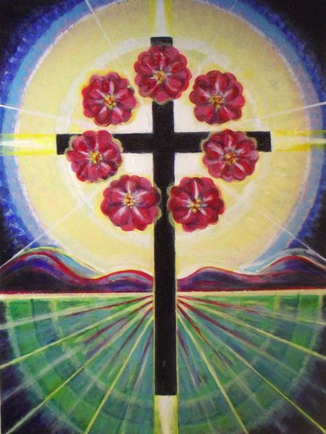 Rose Cross, Stephen Hawks 2013 Cross Painting, Occult Science, Masonic Symbols, Esoteric Art, Meditation Art, Occult Art, Sacred Symbols, Cross Paintings, My Office