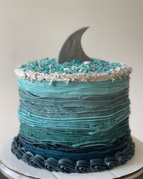 Shark Cupcake Cakes Pull Apart, Simple Shark Cake, Shark Birthday Cake Ideas, Shark Birthday Cakes For Boys, Shark Smash Cake, Shark Cake Ideas, Shark Themed Cakes, Shark Cakes, Shark Birthday Cake