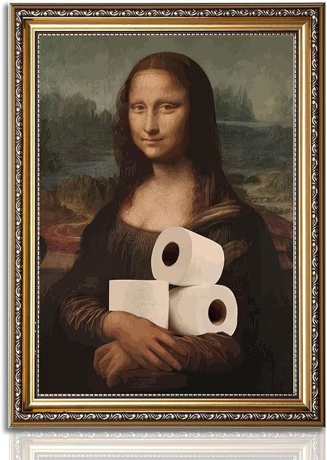 Amazon.com: Funny Eclectic Bathroom Canvas Wall Art Vintage Humor Fun Mona Lisa Portrait Classical Aesthetics Painting Picture Wall Decor Da Vinci Poster Print Artwork for Toilet Washroom Home Decoration UnFramed: Posters & Prints Vintage Bathroom Art, Art Mona Lisa, Bathroom Canvas Art, Quirky Bathroom, Bathroom Canvas, Funny Bathroom Art, Wall Art Decor Prints, Funny Bathroom Decor, Funny Bathroom