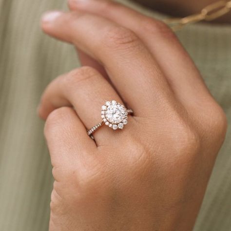 Round Moissanite Engagement Ring, Moissanite Engagement Ring Halo, Round Halo Engagement Rings, Engagement Ring Round, Pave Engagement Ring, Types Of Diamonds, Engagement Rings Round, Round Moissanite, Mens Wedding Rings