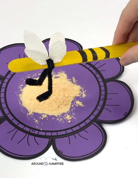 craft stick bee model and diagram for pollination STEM activity Mac And Cheese Powder, Pollination Experiment, Animal Science Activities, Pollination Activity, Bee Activity, Butterfly Life Cycle Activity, Bee Life Cycle, Student Crafts, Insects Preschool